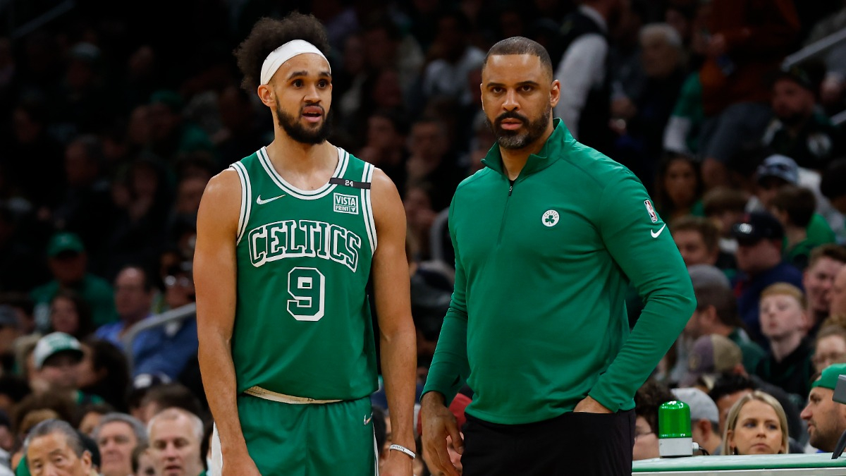 Boston Celtics point guard Derrick White, head coach Ime Udoka