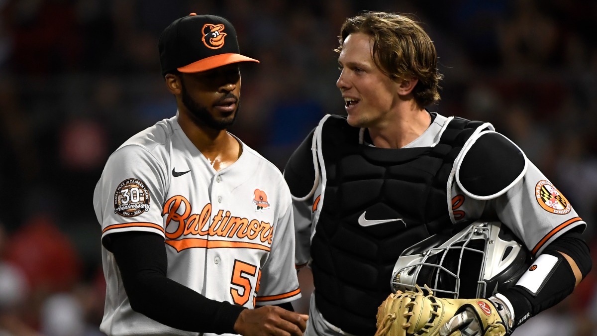 Baltimore Orioles pitcher Dillon Tate and catcher Adley Rutschman