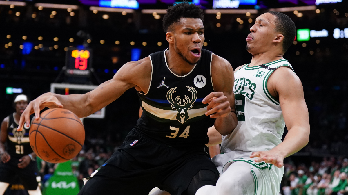 Milwaukee Bucks forward Giannis Antetokounmpo and Boston Celtics forward Grant Williams