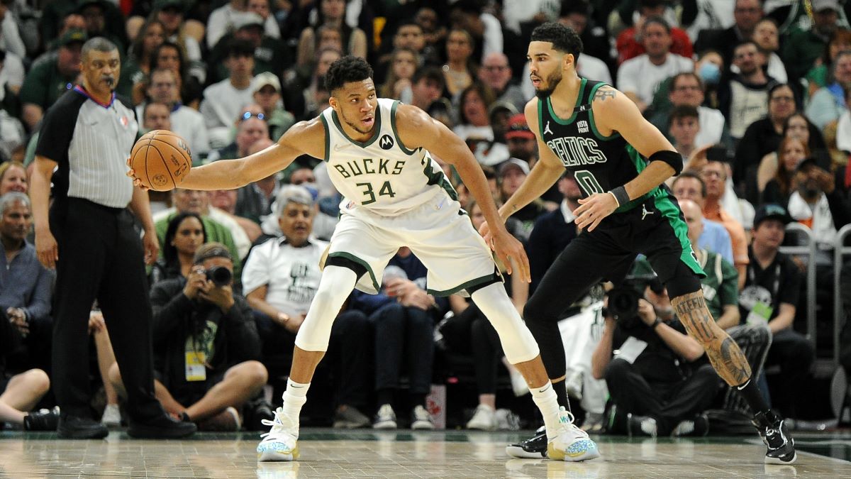 Milwaukee Bucks forward Giannis Antetokounmpo Boston Celtics forward Jayson Tatum