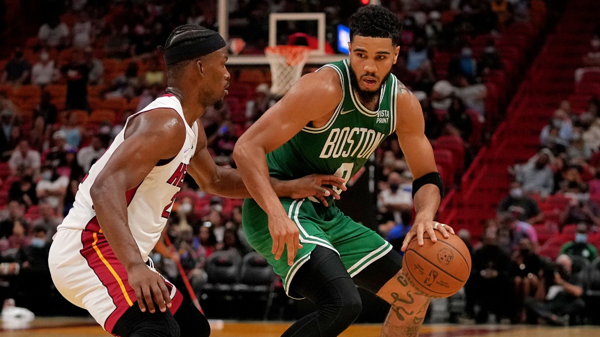Boston Celtics forward Jayson Tatum, Miami Heat forward Jimmy Butler