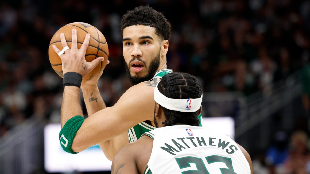 Boston Celtics forward Jayson Tatum and Milwaukee Bucks guard Wesley Matthews