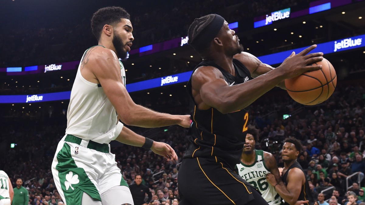 Boston Celtics forward Jayson Tatum and Miami Heat guard Jimmy Butler