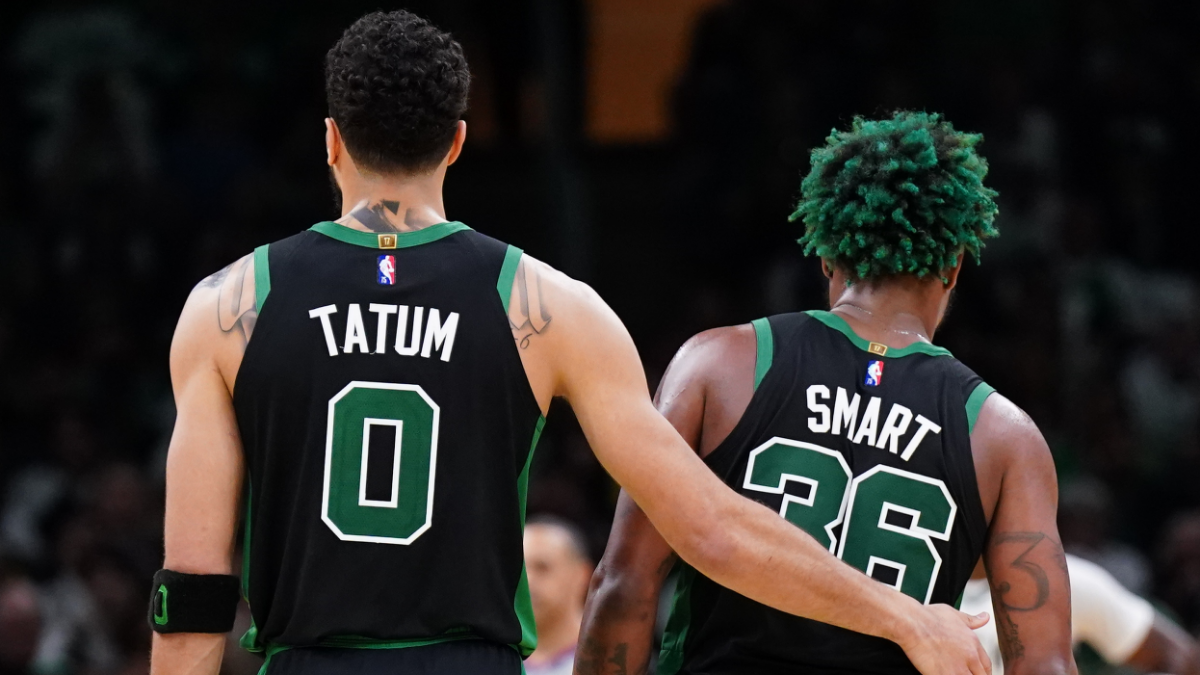 Boston Celtics forward Jayson Tatum and guard Marcus Smart