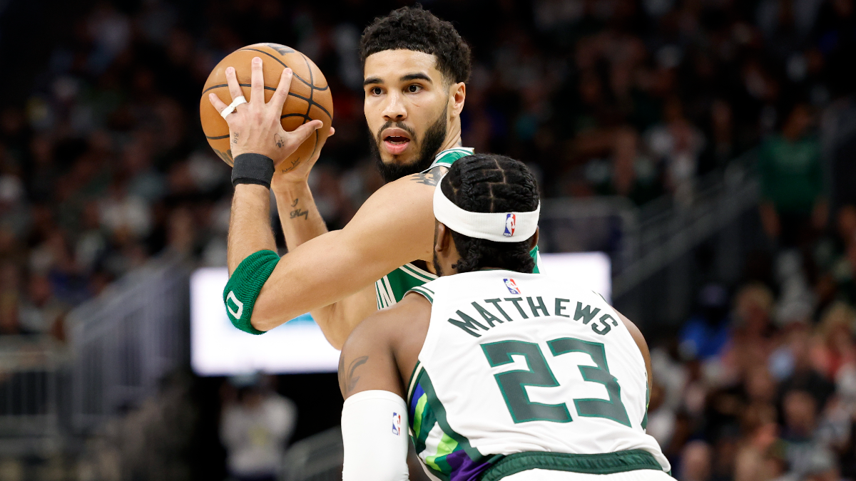 Boston Celtics forward Jayson Tatum and Milwaukee Bucks guard Wesley Matthews