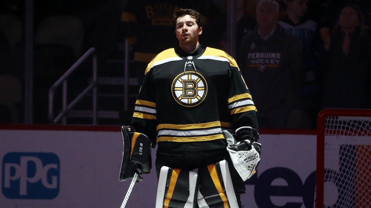 Boston Bruins goaltender Jeremy Swayman