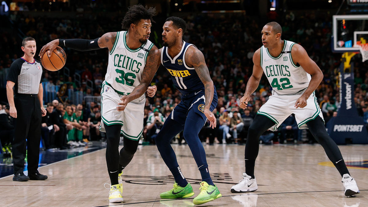 Boston Celtics guard Marcus Smart and forward Al Horford