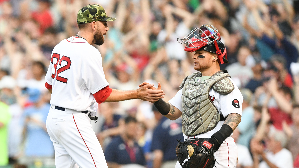 Boston Red Sox pitcher Matt Barnes, catcher Christian Vasquez
