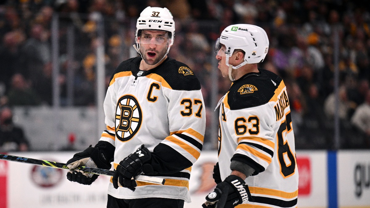 Boston Bruins center Patrice Bergeron, forward Brad Marchand