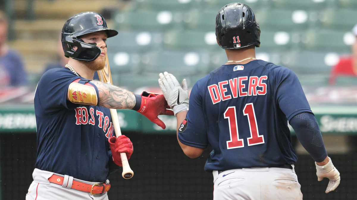 Boston Red Sox left fielder Alex Verdugo, third baseman Rafael Devers
