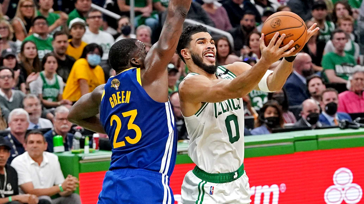 Golden State Warriors forward Draymond Green and Boston Celtics forward Jayson Tatum