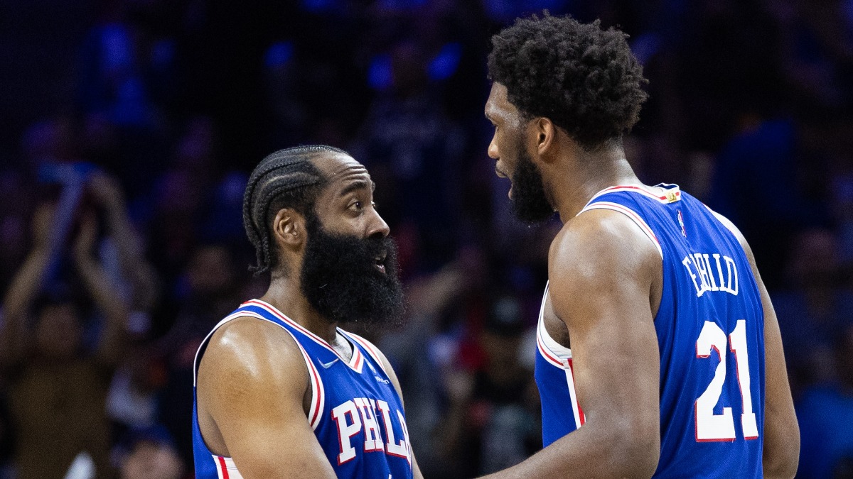 Philadelphia 76ers center Joel Embiid, guard James Harden