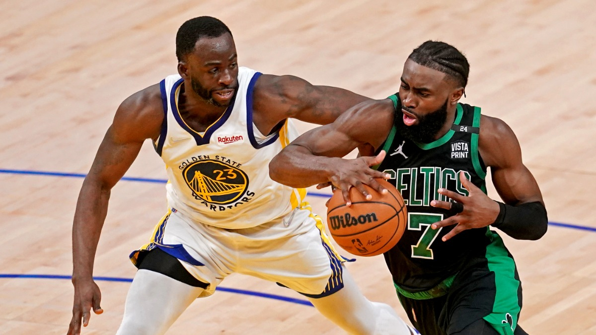 Boston Celtics guard Jaylen Brown, Golden State Warriors forward Draymond Green