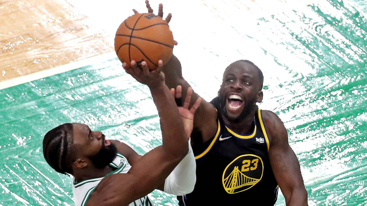 Boston Celtics guard Jaylen Brown and Golden State Warriors forward Draymond Green