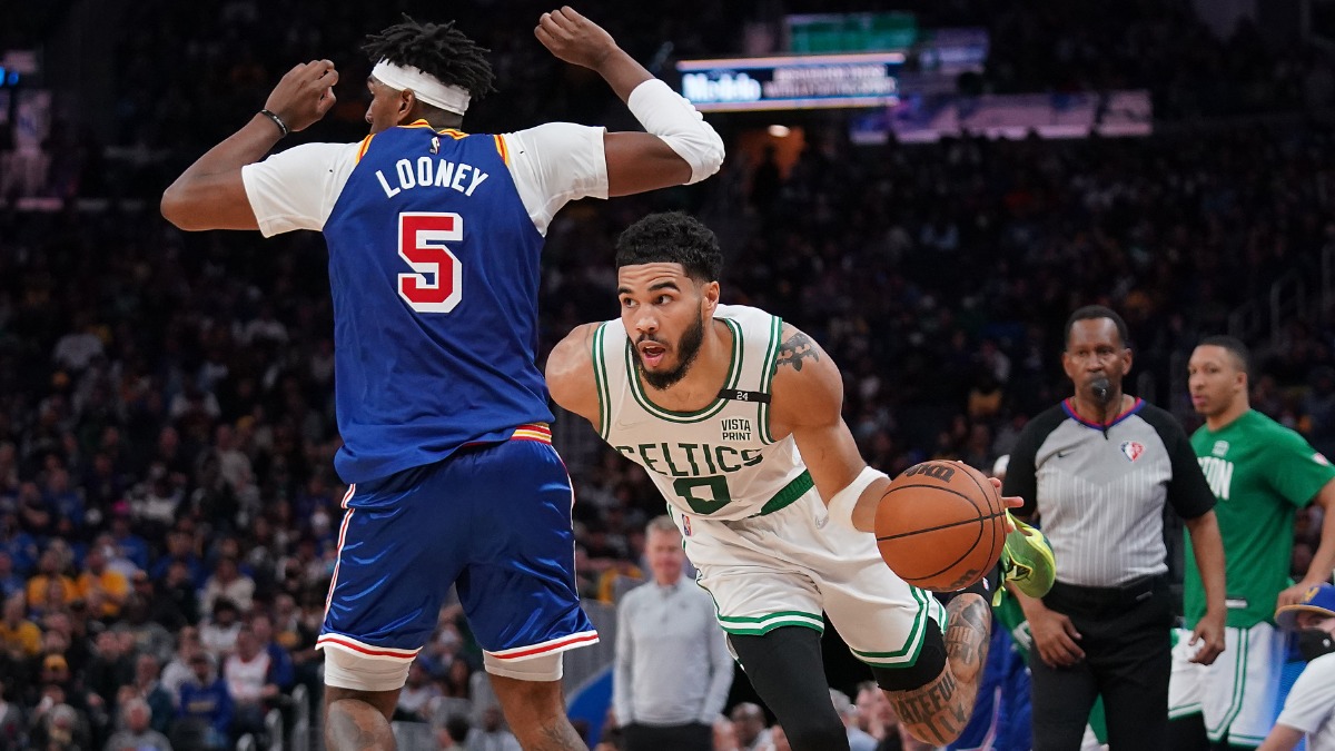 Boston Celtics forward Jayson Tatum, Golden State Warriors forward Kevon Looney