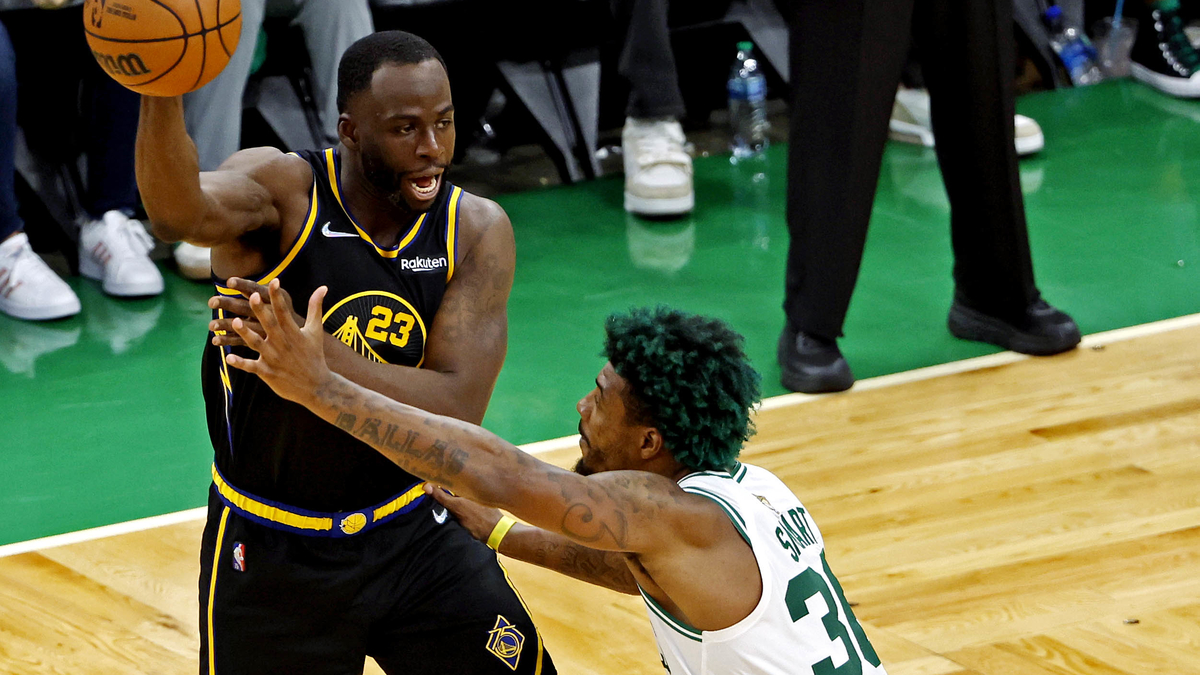 Boston Celtics guard Marcus Smart and Golden State Warriors forward Draymond Green