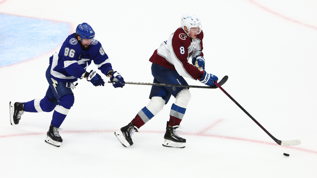 Tampa Bay Lightning wing Nikita Kucherov and Colorado Avalanche defenseman Cale Makar