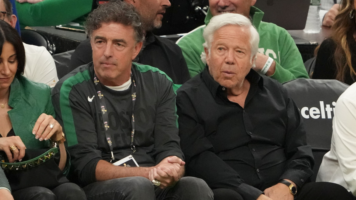 New England Patriots owner Robert Kraft and Boston Celtics owner Wyc Grousbeck