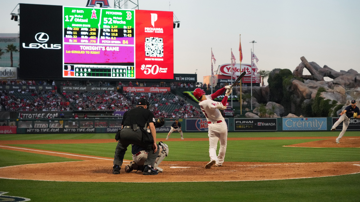 Los Angeles Angels designated hitter Shohei Ohtani and Boston Red Sox pitcher Michael Wacha