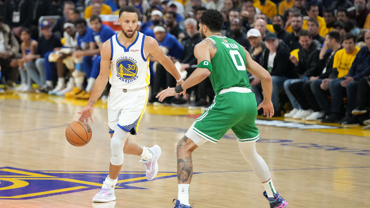 Golden State Warriors guard Stephen Curry and Boston Celtics forward Jayson Tatum