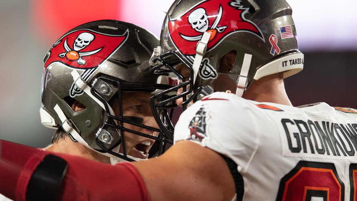 Tampa Bay Buccaneers quarterback Tom Brady and tight end Rob Gronkowski