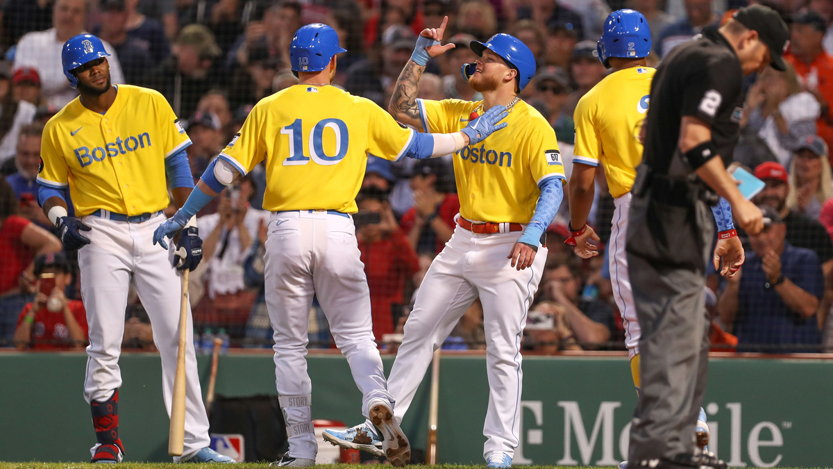 Boston Red Sox second baseman Trevor Story and outfielder Alex Verdugo