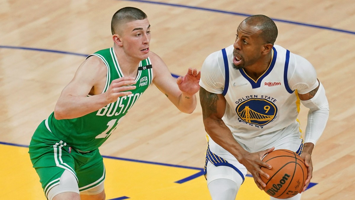 Boston Celtics guard Payton Pritchard, Golden State Warriors forward Andre Iguodala