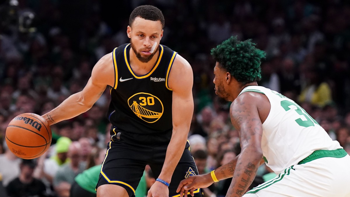 Golden State Warriors guard Steph Curry, Boston Celtics guard Marcus Smart