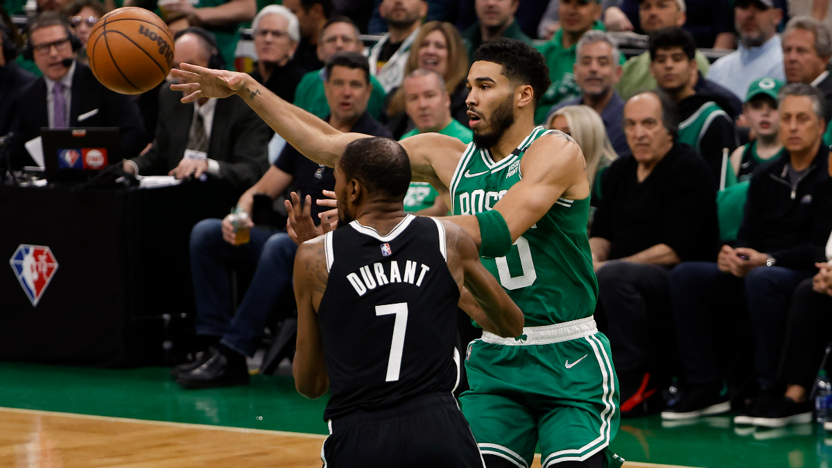 Brooklyn Nets forward Kevin Durant and Boston Celtics forward Jayson Tatum