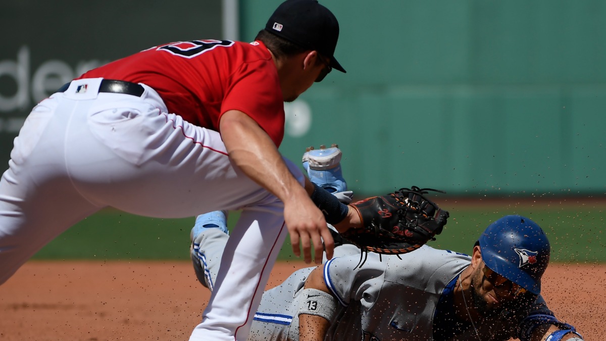 Boston Red Sox first baseman Bobby Dalbec, Toronto Blue Jays designated hitter Lourdes Gurriel Jr.