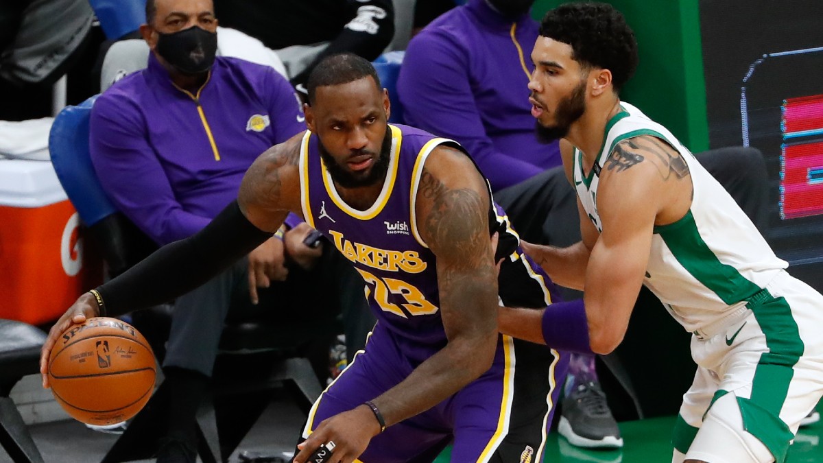 Los Angeles Lakers forward LeBron James, Boston Celtics forward Jayson Tatum