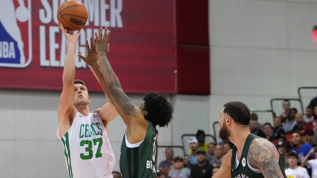 Boston Celtics forward Matt Ryan (37), Milwaukee Bucks forward MarJon Beauchamp (0)