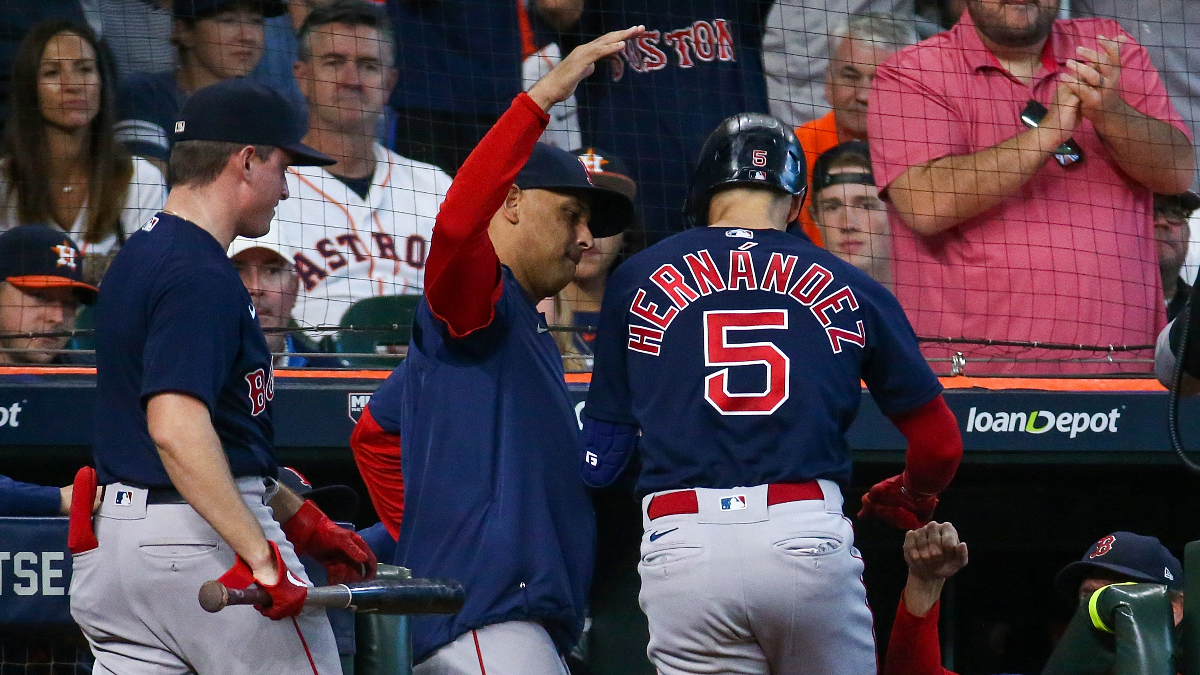 Boston Red Sox manager Alex Cora and outfielder Kiké Hernández