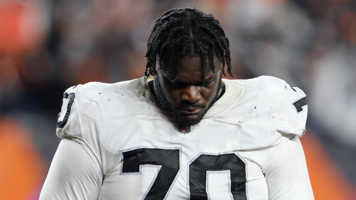 Las Vegas Raiders guard Alex Leatherwood