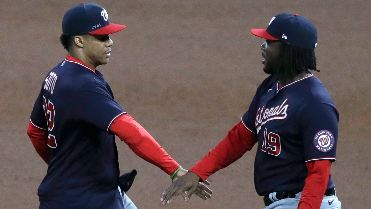 Washington Nationals outfielder Juan Soto, first baseman Josh Bell