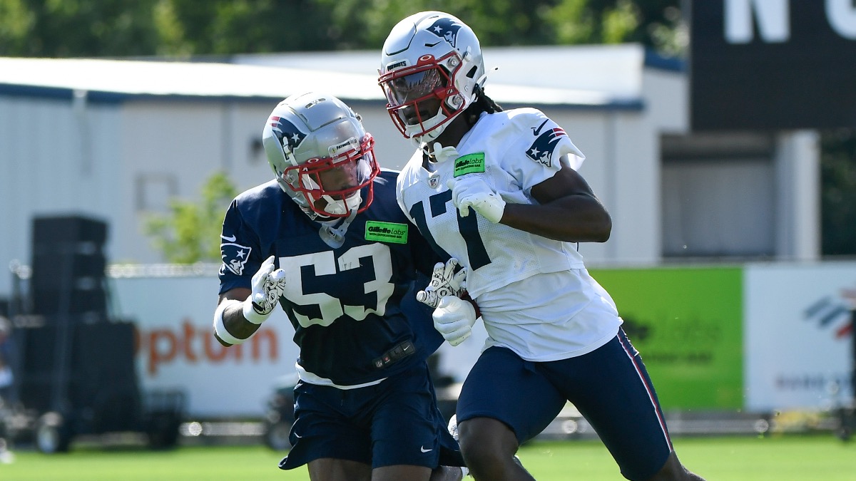 New England Patriots defensive back Jack Jones, wide receiver Kristian Wilkerson