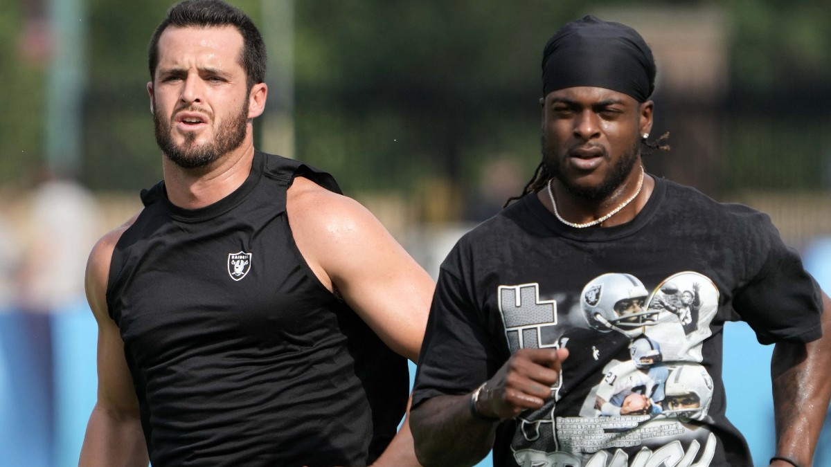 Las Vegas Raiders quarterback Derek Carr, wide receiver Davante Adams