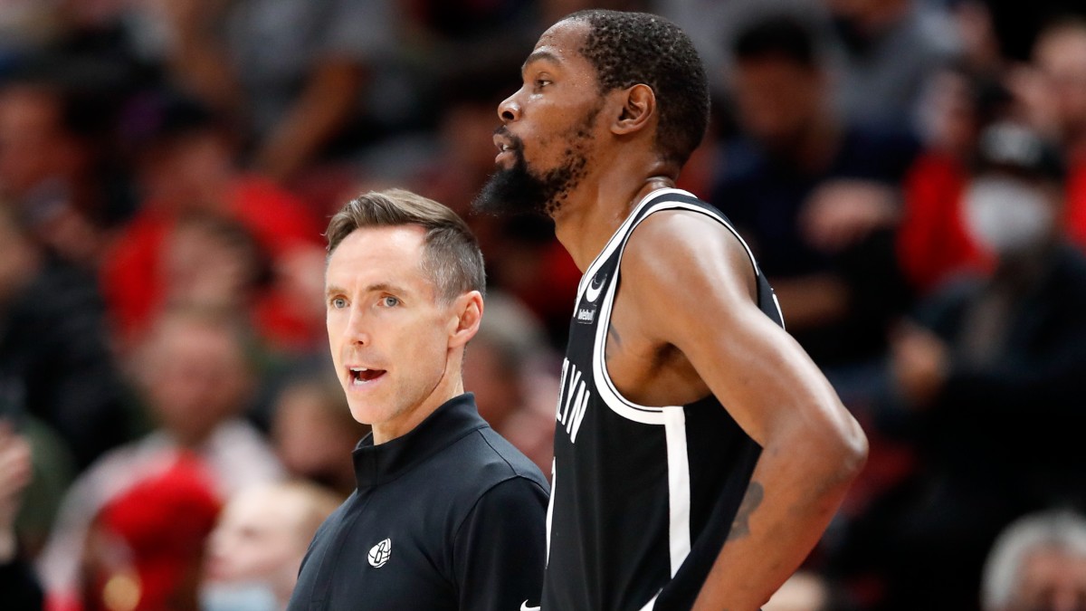 Brooklyn Nets forward Kevin Durant, head coach Steve Nash
