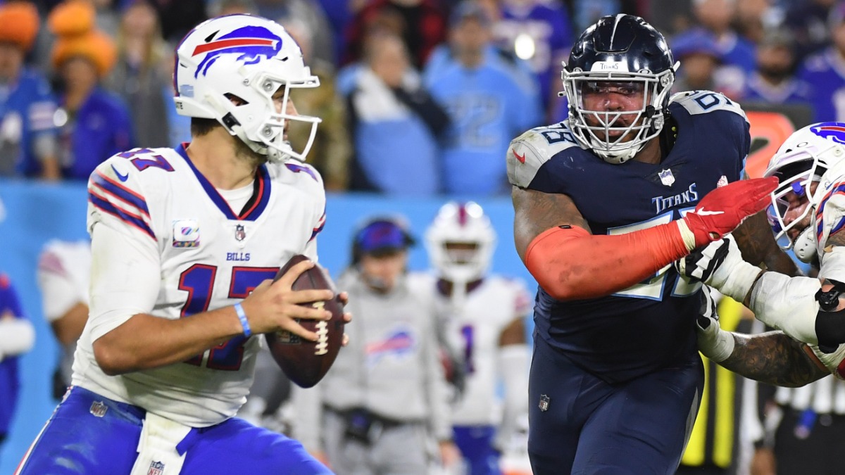 Buffalo Bills quarterback Josh Allen, Tennessee Titans defensive end Jeffery Simmons