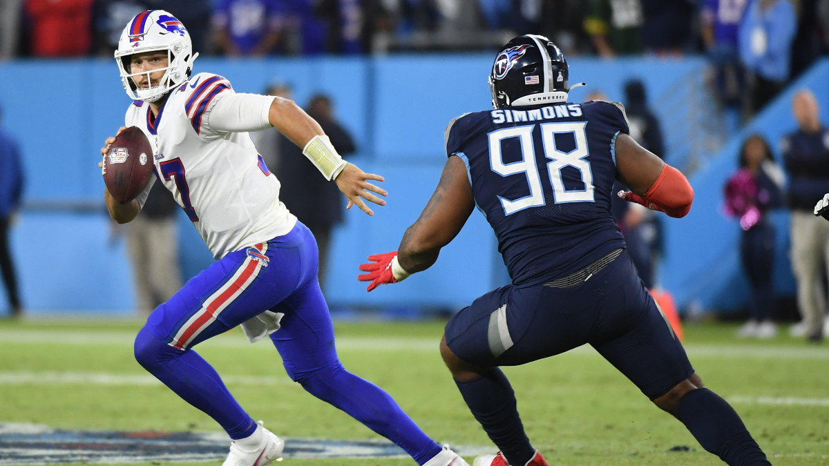 Buffalo Bills quarterback Josh Allen and Tennessee Titans defensive end Jeffery Simmons