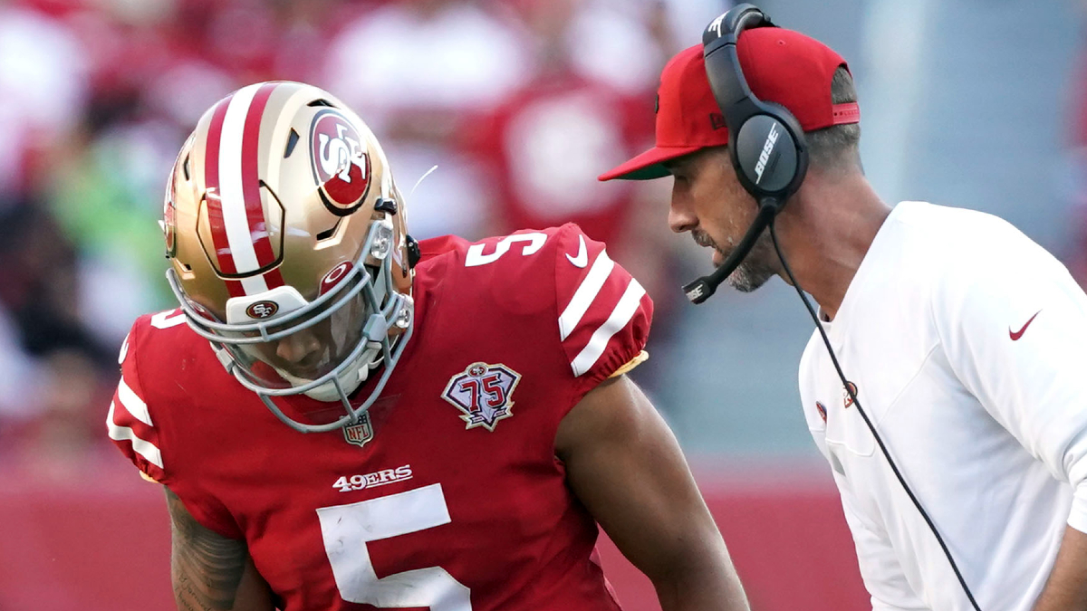 San Francisco 49ers quarterback Trey Lance, coach Kyle Shanahan