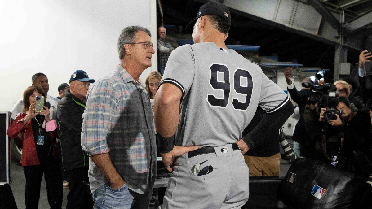 New York Yankees outfielder Aaron Judge and Roger Maris Jr.