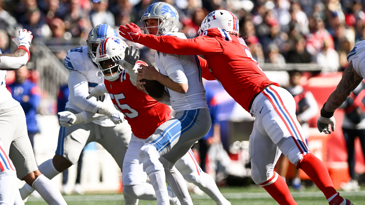 Lions quarterback Jared Goff and Patriots linebackers Matthew Judon and Josh Uche