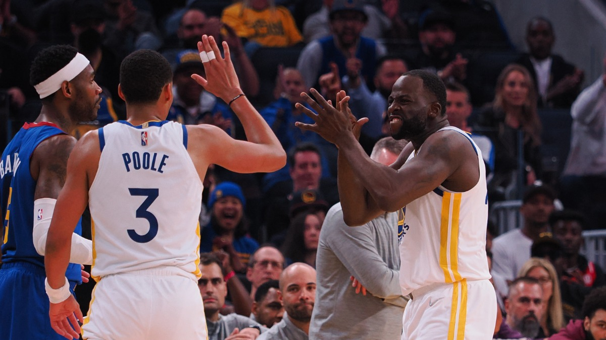 Jordan Poole, Draymond Green of the Golden State Warriors