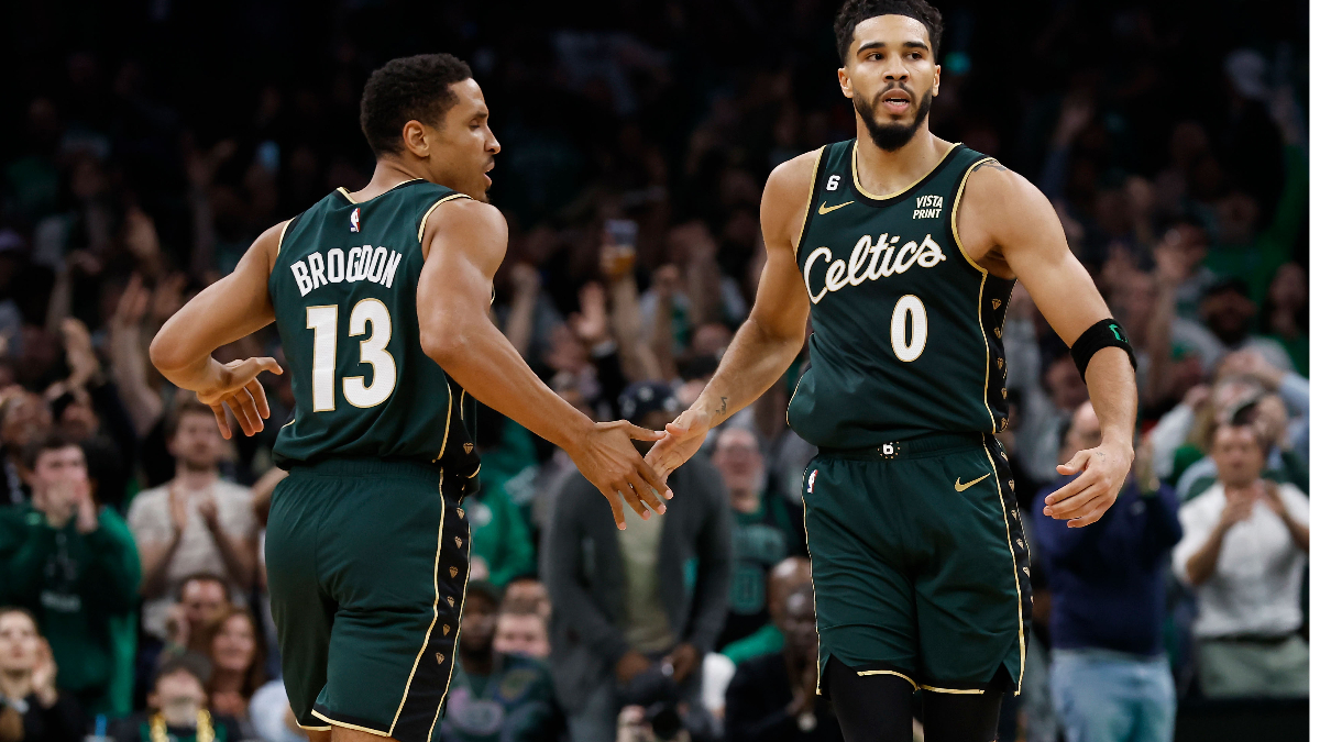 Boston Celtics guard Malcolm Brogdon, forward Jayson Tatum