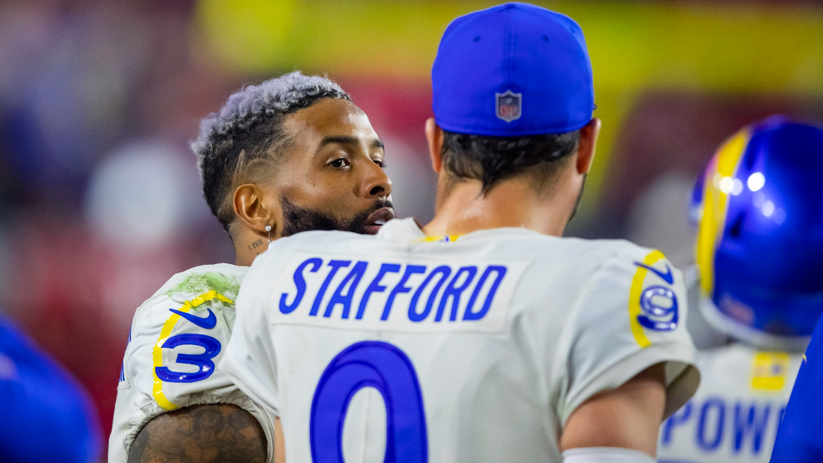 NFL wide receiver Odell Beckham Jr. and Los Angeles Rams quarterback Matthew Stafford