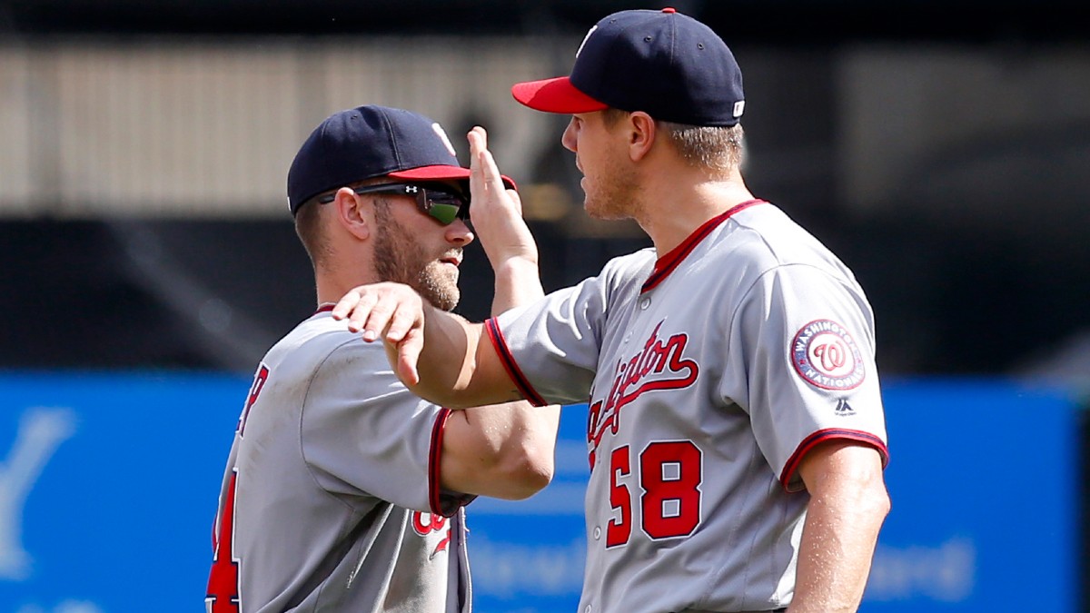 Former Major League Baseball relief pitcher Jonathan Papelbon, Philadelphia Phillies designated hitter Bryce Harper
