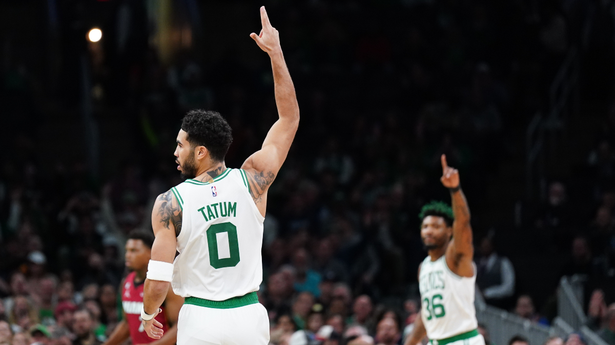 Boston Celtics forward Jayson Tatum and guard Marcus Smart