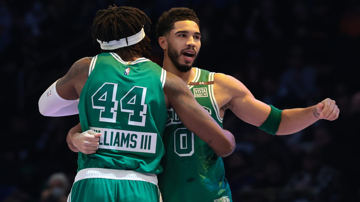 Boston Celtics center Robert Williams III (44) and forward Jayson Tatum