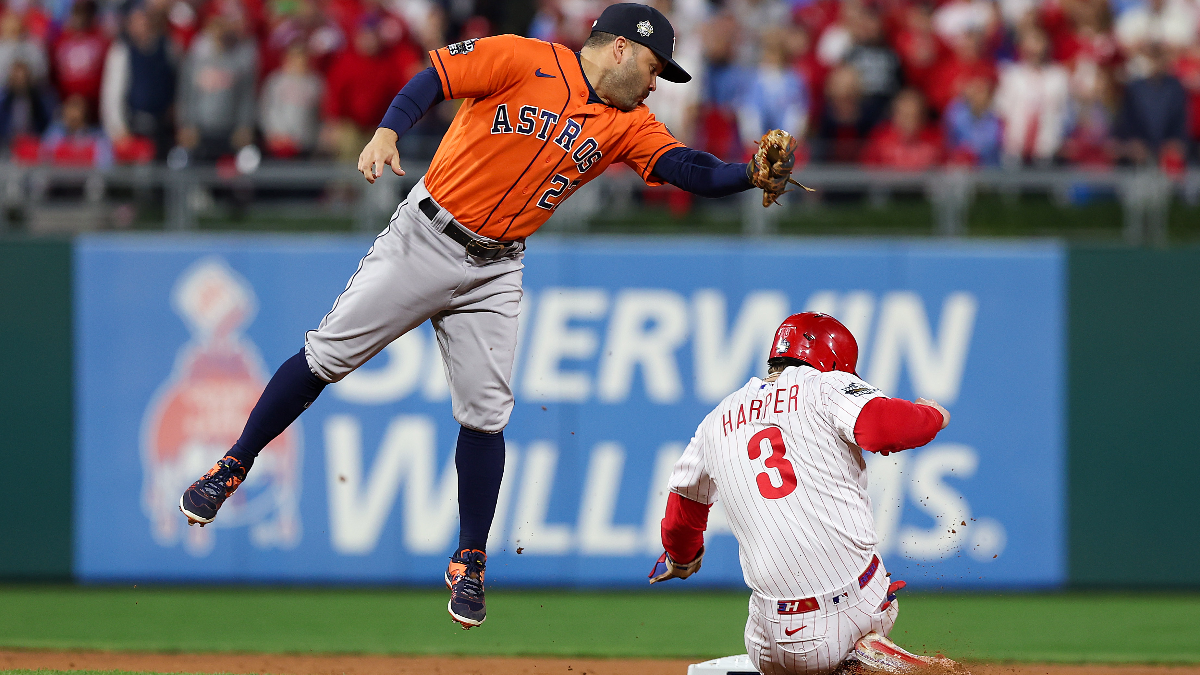 Houston Astros second baseman Jose Altuve and Philadelphia Phillies designated hitter Bryce Harper